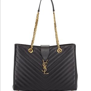 Saint Laurent Chevron-Quilted Leather Tote